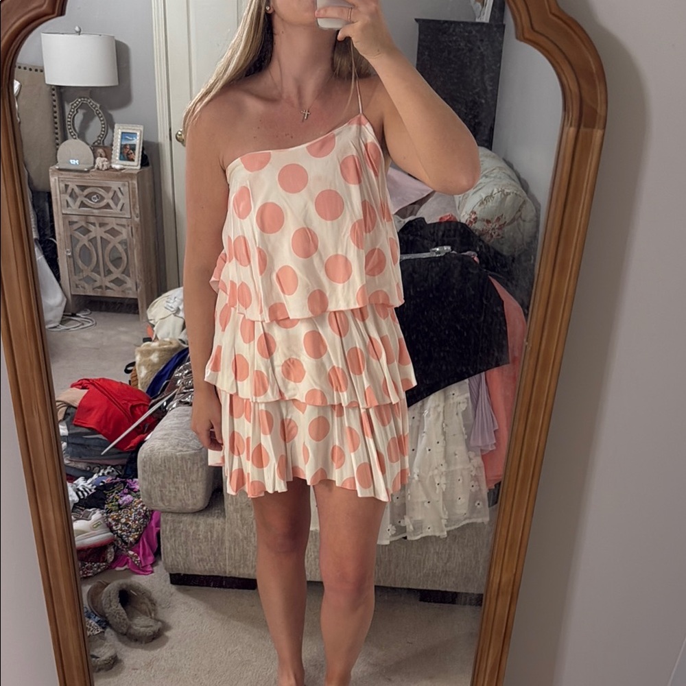 Pink Polka Dot Tiered Dress
